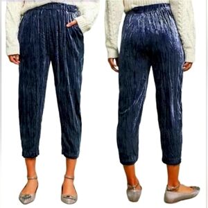 Anthropologie Blue Velvet Jogger Pants